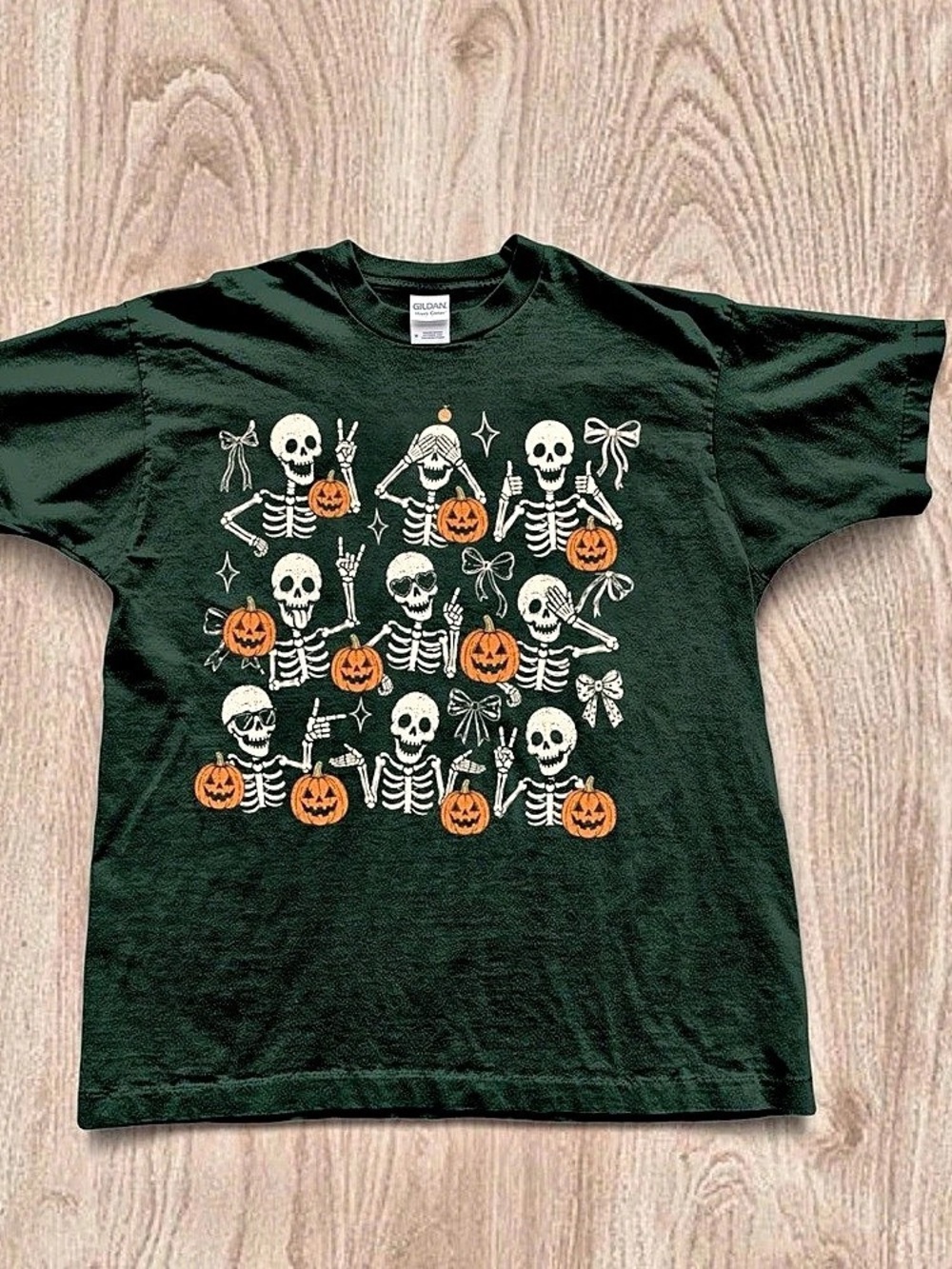 Gildan Skeleton Pumpkin Graphic Short Sleeve T-Shirt